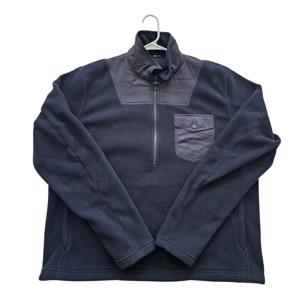 Barbour Fairmond Fleece Navy Blue 1/4 Zip Sweater Pullover Mens Size‎ XXLarge